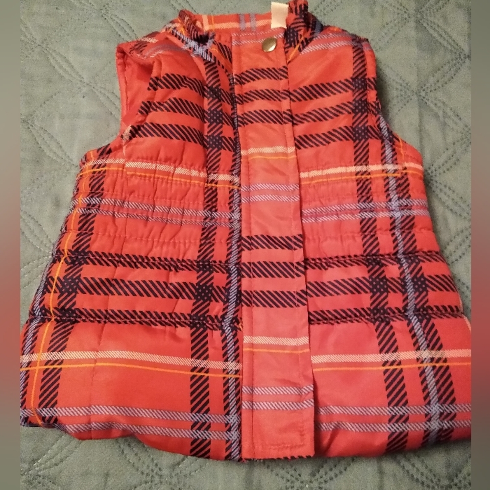 Kids Red Plaid Puffer Vest